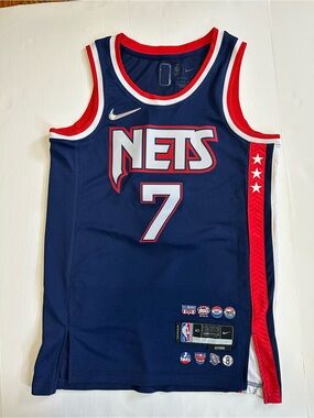 Nike Navy, Red & White Brooklyn Nets #7 Basketball Jersey